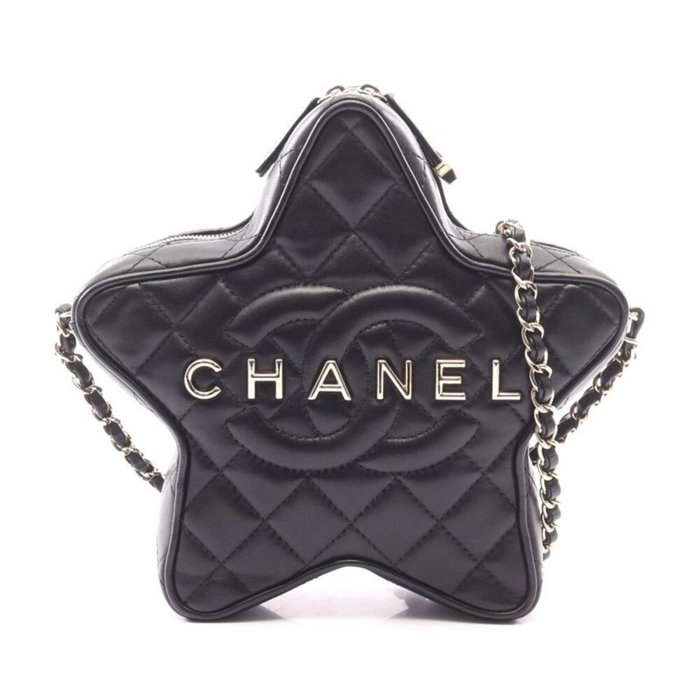 Chanel Matelasse Star Shoulder Bag Lambskin Black